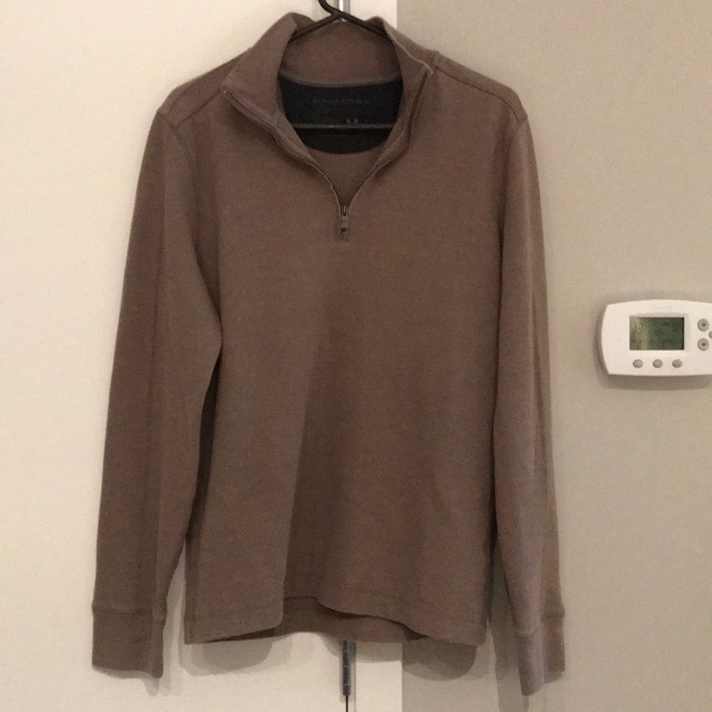 {BR} tan/brown waffle knit quarter zip